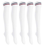 Lian LifeStyle Women's 5 Pairs Knee High Thigh High Cotton Socks Size 6-9 L1023