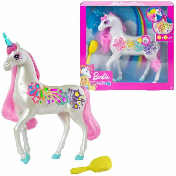 Barbie Dreamtopia Brush 'n Sparkle Unicorn, White with Pink Mane and Tail
