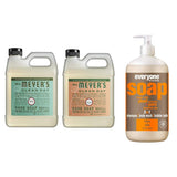 Liquid Hand Soap Refill, 1 Pack Basil, 1 Pack Geranium, 33 OZ each include 1, 32 OZ Bottle of Bath & Shower Gel Soap, Citrus/Mint