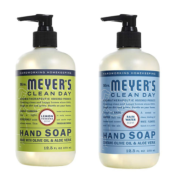 Mrs. Meyers Clean Day Liquid Hand Soap, 1 Pack Lemon Verbena, 1 Pack Rain water, 12.5 OZ each