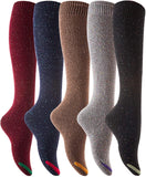 Lovely Annie Women's 5 Pairs Pack Knee High Cotton Boot Socks Size 6-9 (5 Color)