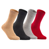 Lian LifeStyle Gorgeous Big Girls Women's 4 Pair Wool Crew Socks Size 6-9 FS03, Color (Beige,Black,LightGrey,Red)