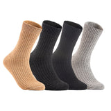 Lian LifeStyle Gorgeous Big Girls Women's 4 Pair Wool Crew Socks Size 6-9 FS03, Color (Beige,Black,DarkGrey,LightGrey)
