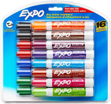 EXPO Low Odor Dry Erase Markers, Chisel Tip, Assorted, 16 Count