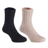 Children's Durable, Stretchable, Thick & Warm Wool Crew Socks. Perfect as Winter Snow Sock and All Seasons FS01, 2 Pair, Size 4Y-6Y, Black, Biege