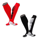 Lian LifeStyle Gorgeous Women's 1 2 Pair Long Athletic Football Soccer Socks Sport Tube Socks M XL0032-(RED, Black)