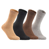 Lian LifeStyle Gorgeous Big Girls Women's 4 Pair Wool Crew Socks Size 6-9 FS03, Color (Beige,Black,Brown,LightGrey)