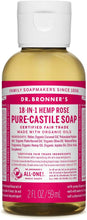 Load image into Gallery viewer, Pure Castile Liquid Soap, Rose, Made with Organic Oil, For Face, Body, Hair, Laundry, Pets and Dishes, Concentrated, Vegan, Non-GMO, Pack of 1, 2 Fl OZ Per Pack
