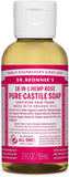 Pure Castile Liquid Soap, Rose, Made with Organic Oil, For Face, Body, Hair, Laundry, Pets and Dishes, Concentrated, Vegan, Non-GMO, Pack of 1, 2 Fl OZ Per Pack