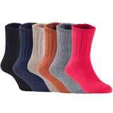 Children's Durable, Stretchable, Thick & Warm Wool Crew Socks. Perfect as Winter Snow Sock and All Seasons FS01, 6 Pair, Size 4Y-6Y, Black, Navy, Biege, Coffee, Grey, Red
