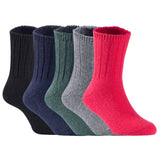 Children's Durable, Stretchable, Thick & Warm Wool Crew Socks. Perfect as Winter Snow Sock and All Seasons FS01, 5 Pair, Size 4Y-6Y, Black, Navy, DarkGrey, Grey, Red