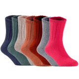 Children's Durable, Stretchable, Thick & Warm Wool Crew Socks. Perfect as Winter Snow Sock and All Seasons FS01, 7 Pair, Size 4Y-6Y, Navy, DarkGrey, Biege, Coffee, Wine, Grey, Red