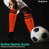 Lovely Annie Unisex Children 2 Pairs Knee High Sports Socks for Baseball/Soccer/Lacrosse 003 XS(Orange)