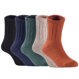 Children's Durable, Stretchable, Thick & Warm Wool Crew Socks. Perfect as Winter Snow Sock and All Seasons FS01, 5 Pair, Size 4Y-6Y, Black, Navy, DarkGrey, Biege, Coffee