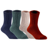 Children's Durable, Stretchable, Thick & Warm Wool Crew Socks. Perfect as Winter Snow Sock and All Seasons FS01, 4 Pair, Size 4Y-6Y, Navy, DarkGrey, Biege, Wine