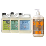 Liquid Hand Soap Refill, 1 Pack Lemon Verbena, 1 Pack Basil, 1 Pack Rain water, 33 OZ each include 1, 32 OZ Bottle of Bath & Shower Gel Soap, Citrus/Mint