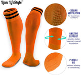 Lian LifeStyle Exceptional Boy's 1 Pair Knee High Sports Socks for Soccer, Softball, Baseball, Many Other Sports Size 6-9 (Orange)