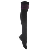 Lovely Annie Women's 1 Pair Incredible Thigh High Cotton Socks, Durable And Super Soft. Unique Over Knee High Ladies Socks Size 4.5-8.5(Purple Strip)