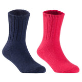Children's Durable, Stretchable, Thick & Warm Wool Crew Socks. Perfect as Winter Snow Sock and All Seasons FS01, 2 Pair, Size 4Y-6Y, Navy, Red