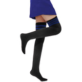 Lovely Annie Women's 1 Pair Incredible Thigh High Cotton Socks, Durable And Super Soft. Unique Over Knee High Ladies Socks Size 4.5-8.5(Blue Strip)