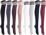 Lian LifeStyle Women's 3 Pairs Adorable Comfortable Soft Thigh High Over Knee High Cotton Socks Size 6-9 L1022(Assorted)