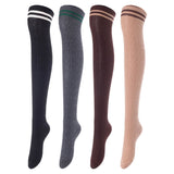Incredible Women's 4 Pairs Thigh High Cotton Socks Unique, Durable, Super Soft For Everyday Relaxed Feet LAJ1023 Size 6-9 (Black,Coffee,DarkGrey,Beige)