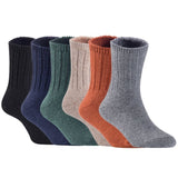 Children's Durable, Stretchable, Thick & Warm Wool Crew Socks. Perfect as Winter Snow Sock and All Seasons FS01, 6 Pair, Size 4Y-6Y, Black, Navy, DarkGrey, Biege, Coffee, Grey