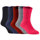 Children's Durable, Stretchable, Thick & Warm Wool Crew Socks. Perfect as Winter Snow Sock and All Seasons FS01, 5 Pair, Size 4Y-6Y, Black, Navy, Wine, Grey, Red