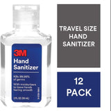3M Hand Sanitizer Gel (12 Pack of Mini 2 oz Bottles), 62% Alcohol, Kills 99.99% of Germs, Small 2oz Bulk Travel Size, Individual Personal Pocket Size Bottles, Convenient Flip Cap Bottle