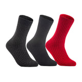 Lian LifeStyle Gorgeous Big Girls Women's 3 Pair Wool Crew Socks Size 6-9 FS03, Color (Black,DarkGrey,Red)