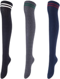Lovely Annie Women's 3 Pairs Over Knee High Thigh High Cotton Socks Size 6-9 A1023