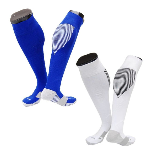 Lian LifeStyle Exceptional 2 Pairs Knee High Sports Socks for Soccer, Softball, Baseball, Soccer, and Many Other Sports XL0034 Size 6-9 (BLUWHI,WHIBLK)