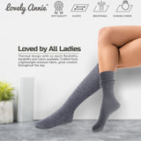 Lovely Annie Big Girl's & Women's 4 Pairs Knee High Wool Socks | Comfy, Cozy and Fancy Leg Warmer Stockings AFS05 Size L/XL(Grey)