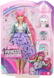 Barbie Princess Adventure Daisy Doll in Princess Fashion (12-inch Curvy) with Pink Hair, Pet Kitten, Tiara, 2 Pairs of Shoes and Accessories, for 3 to 7 Year Olds, Multi (GML77)