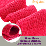 Lovely Annie Big Girl's & Women's 4 Pairs Knee High Wool Socks | Comfy, Cozy and Fancy Leg Warmer Stockings AFS05 Size L/XL(Red)