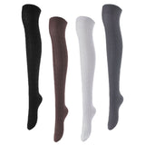 Incredible Women's 4 Pairs Thigh High Cotton Socks, Durable And Super Soft For Everyday Relaxed Feet JMYP1024 One Size (Black,Coffee,Grey,DarkGrey)
