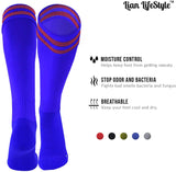 Lian LifeStyle Adult's 2 Pairs Knee High Sports Socks Striped Size 6-9