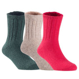 Children's Durable, Stretchable, Thick & Warm Wool Crew Socks. Perfect as Winter Snow Sock and All Seasons FS01, 3 Pair, Size 4Y-6Y, DarkGrey, Biege, Red