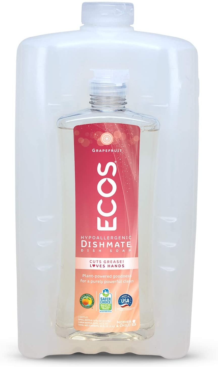 Non Toxic, Hypoallergenic Dishmate,  Grapefruit, Ultra-Concentrated,  Without Dyes, Parabens, Phosphates, Phthalates, Pack of  5,  80 FL OZ Per Pack