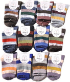 Lian LifeStyle Children's 10 Pairs Wool Blend Socks Stripped 4 Sizes
