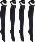 Lian LifeStyle Big Girls' Women's 4 Pairs Thigh High Cotton Socks L1022 Size 6-9