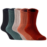 Children's Durable, Stretchable, Thick & Warm Wool Crew Socks. Perfect as Winter Snow Sock and All Seasons FS01, 5 Pair, Size 4Y-6Y, Black, DarkGrey, Biege, Coffee, Wine