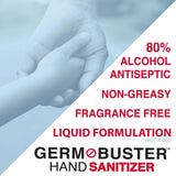 Germ Buster Liquid Hand Sanitizer 80% Alcohol Antiseptic Travel Size Bottle, 16.8 Fl Oz (Pack of 10)