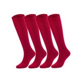 Lovely Annie Big Girl's & Women's 4 Pairs Knee High Wool Socks | Comfy, Cozy and Fancy Leg Warmer Stockings AFS05 Size L/XL(Red)
