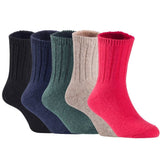 Children's Durable, Stretchable, Thick & Warm Wool Crew Socks. Perfect as Winter Snow Sock and All Seasons FS01, 5 Pair, Size 4Y-6Y, Black, Navy, DarkGrey, Biege, Red