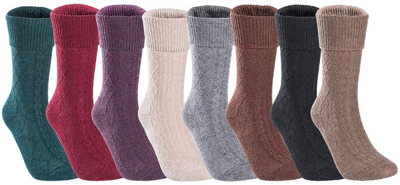 Lian LifeStyle Perfect Fit Women's Wool Crew Socks L1860 Size 6-9