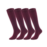Lovely Annie Big Girl's & Women's 4 Pairs Knee High Wool Socks | Comfy, Cozy and Fancy Leg Warmer Stockings AFS05 Size L/XL(Wine)