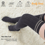 Incredible Women's 4 Pairs Thigh High Cotton Socks Unique, Durable, Super Soft For Everyday Relaxed Feet LAJ1023 Size 6-9 (Black,Coffee,DarkGrey,Beige)