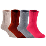 Children's Durable, Stretchable, Thick & Warm Wool Crew Socks. Perfect as Winter Snow Sock and All Seasons FS01, 4 Pair, Size 4Y-6Y, Biege, Wine, Grey, Red