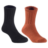 Children's Durable, Stretchable, Thick & Warm Wool Crew Socks. Perfect as Winter Snow Sock and All Seasons FS01, 2 Pair, Size 4Y-6Y, Black, Coffee